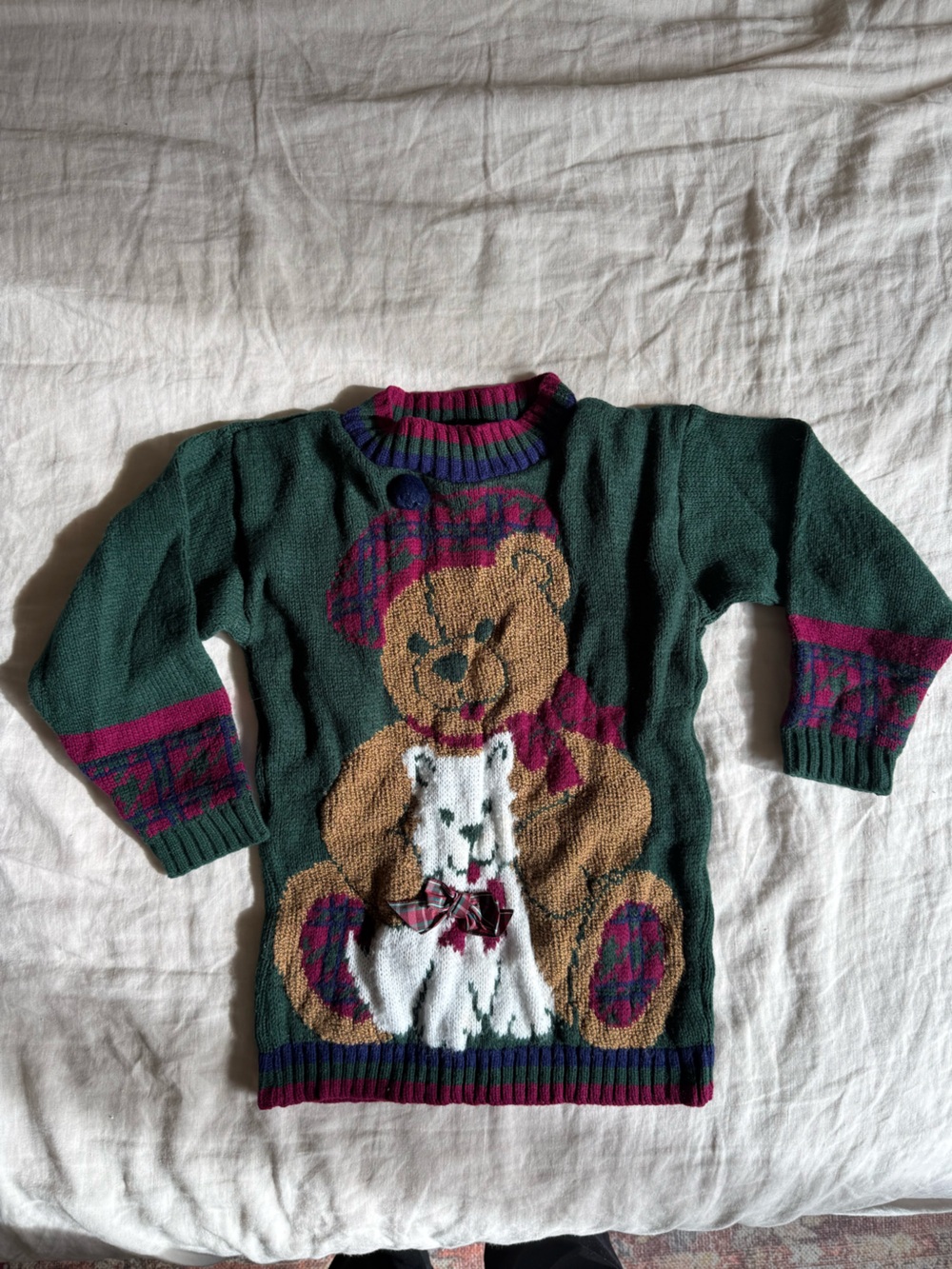 vintage Jet Set novelty knit sweater bear dog winter 4T